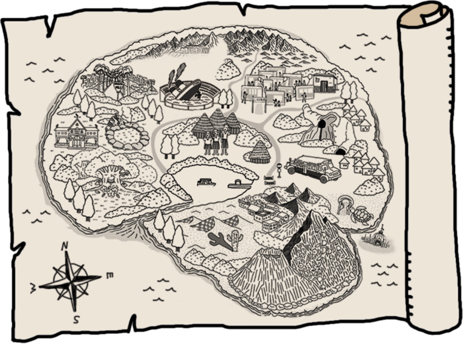 認知症世界の地図のイラスト